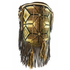 LUXCHILAS brown and gold bucket bag